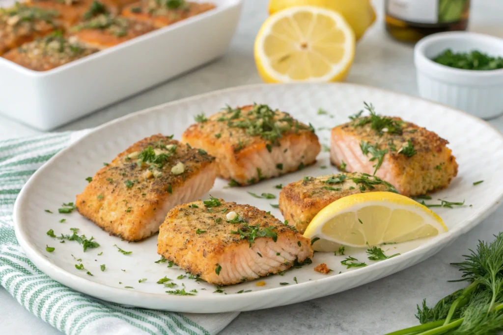 Delicious and Crispy Lemon Herb Salmon Bites Recipe