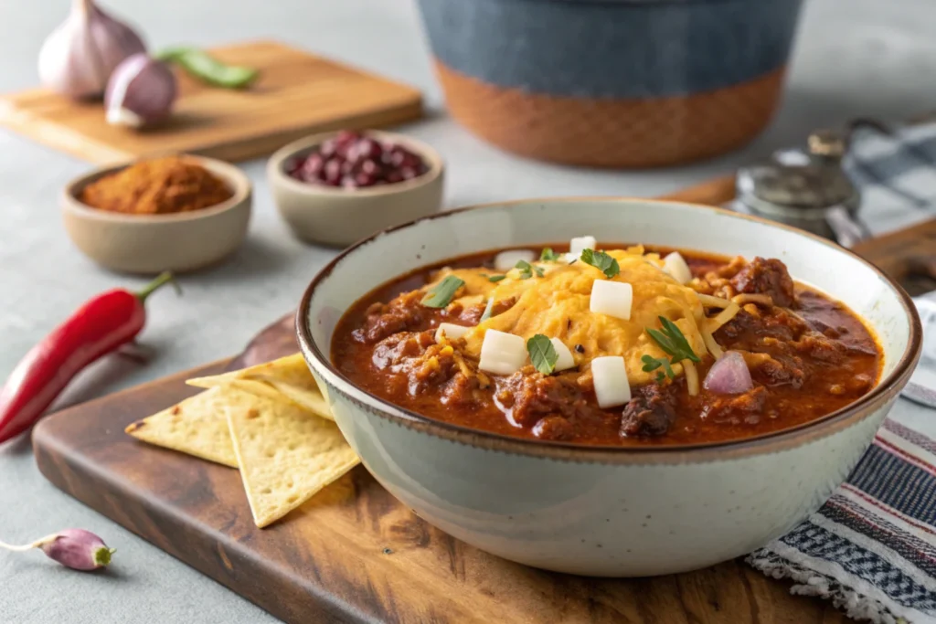 chili recipe with enchilada sauce and ground beef dish