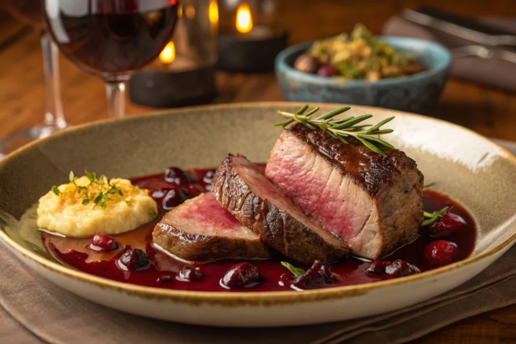 Pan-Seared Venison with a Red Wine Reduction